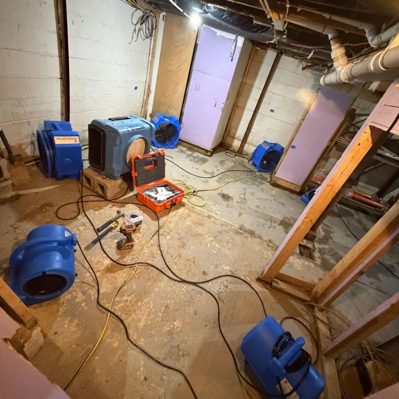 Structural drying after storm intrusion in Maple Knoll